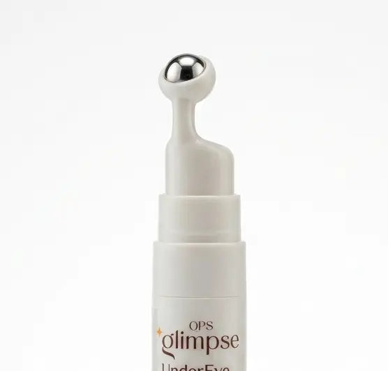 Skincare product labeled 'glimpse' on a white background